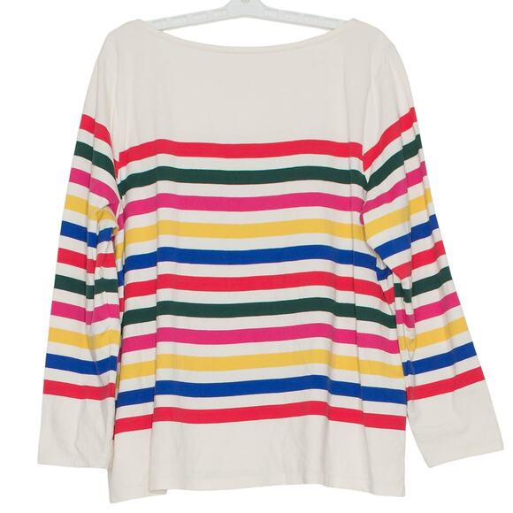 Talbots Top Rainbow Coastal Grandma Cottage Preppy Academia Casual Stripe 2X - Picture 2 of 7